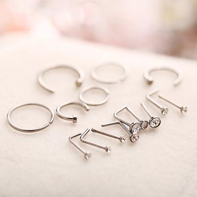 Mix 22 ks Kroužek do nosu s kamínky Septum Helix Nostril Piercing Labret Ret Chrupavka