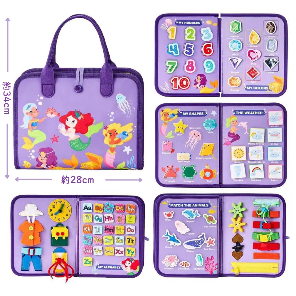 Neueins Cloth Picture Book for Going Mermaid Busy Going Out Dressing Educational Cloth Birthday Out, Board, Mermaid, Montessori, Board, Practice, Toy,