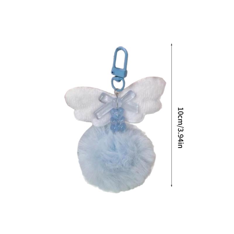 Plush Wing Phone Lanyard Lovely Bear Phone Chain Handmade Bowknot Keychain Backpack Pendant Camera Bag Accessory