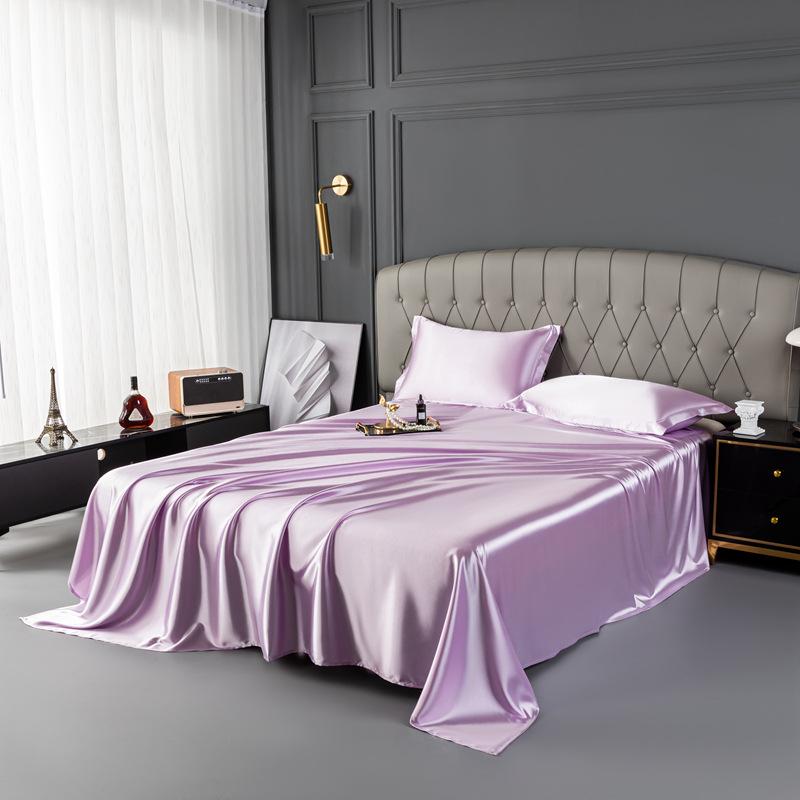 Luxury Natural Mulberry Silk Double Bed Sheet Set Stain High-End King Size Bedsheet Sets Home Solid Color Soft Smooth Bed Cover