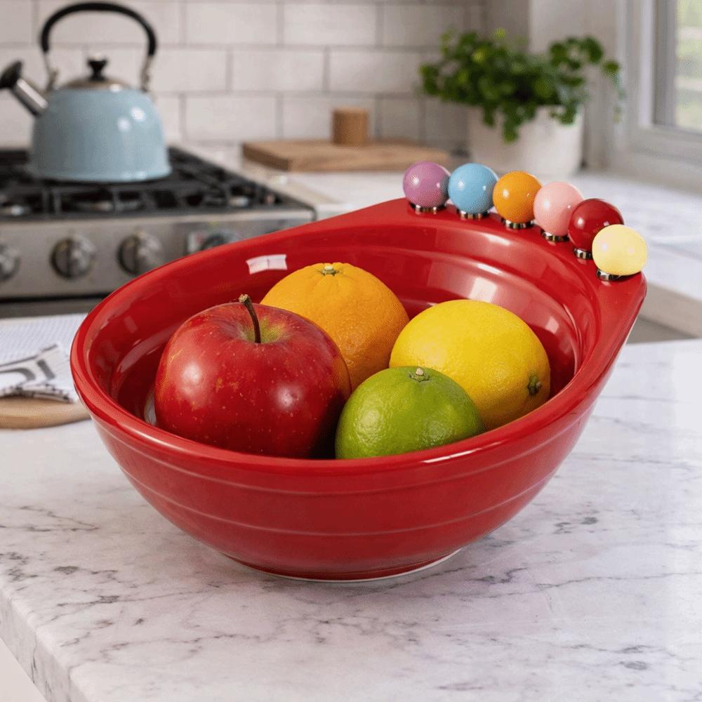 Decoration Fruit Bowl with Fork Geometric Pattern Snack Plate Fruit Serving Plate Household Use