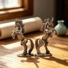 Fantasy Rearing Horse Statue Retro Brass Handcrafted Animal Figurine Miniature Rustic Accent for Living Room Home Decor