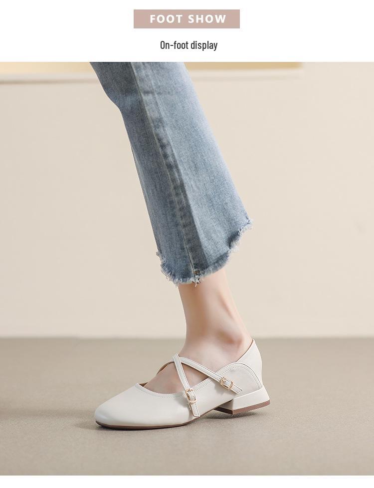 Mary Jane Thick-Soled Chunky Heel Round Toe Shoes - Women's 2023 Spring Collection, Soft-Soled, Plus Size Available.