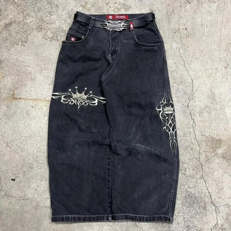 Jeans da Uomo Vestibilità Rilassata Denim Lavato Vintage Con Stampa Grafica Gamba Dritta Pantaloni Streetwear Autunno