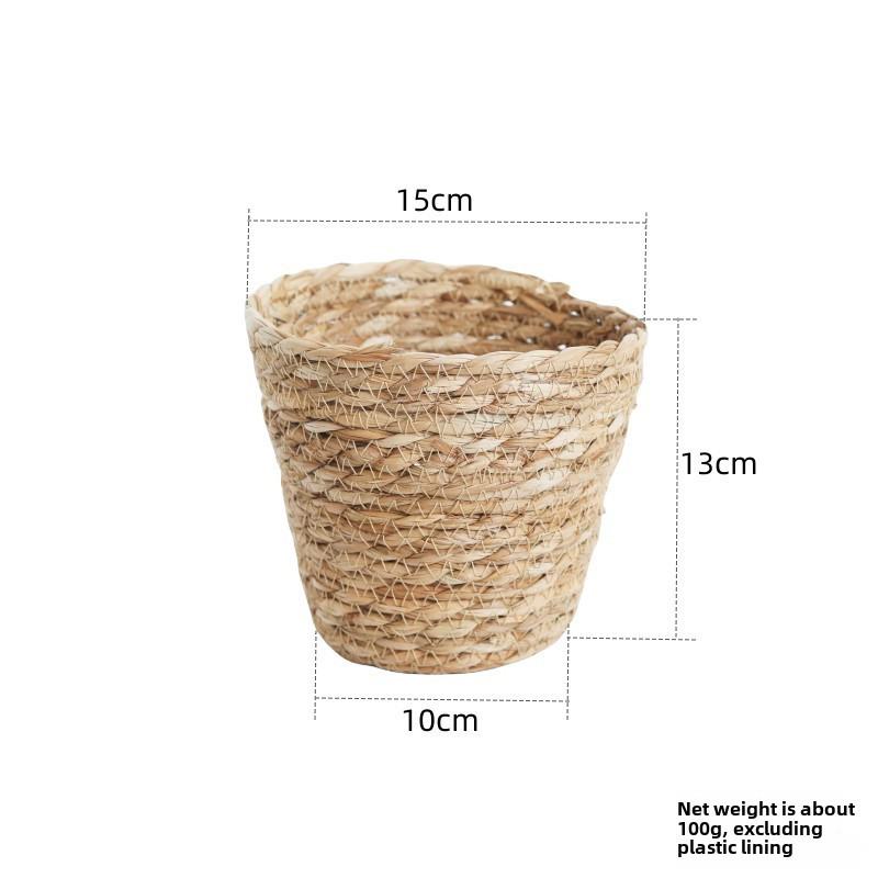Nordic Woven Bamboo Flower Basket: Straw-style Pot for Flower Arrangement and Desktop Storage Ornaments in Home or Living Room.