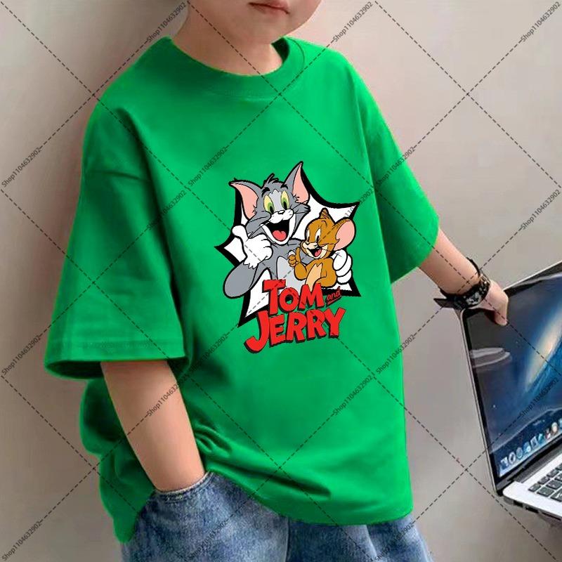 Tom and Jerry Cute T-shirts Cartoon Anime Pattern Printed Short Sleeve Unisex Summer Clothes Comfortable Breathable T-shirt Gift