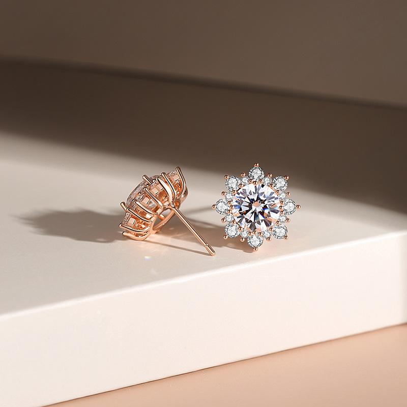 Kolczyki ze słonecznikiem Damskie lekkie luksusowe koreańskie kolczyki w tym samym stylu