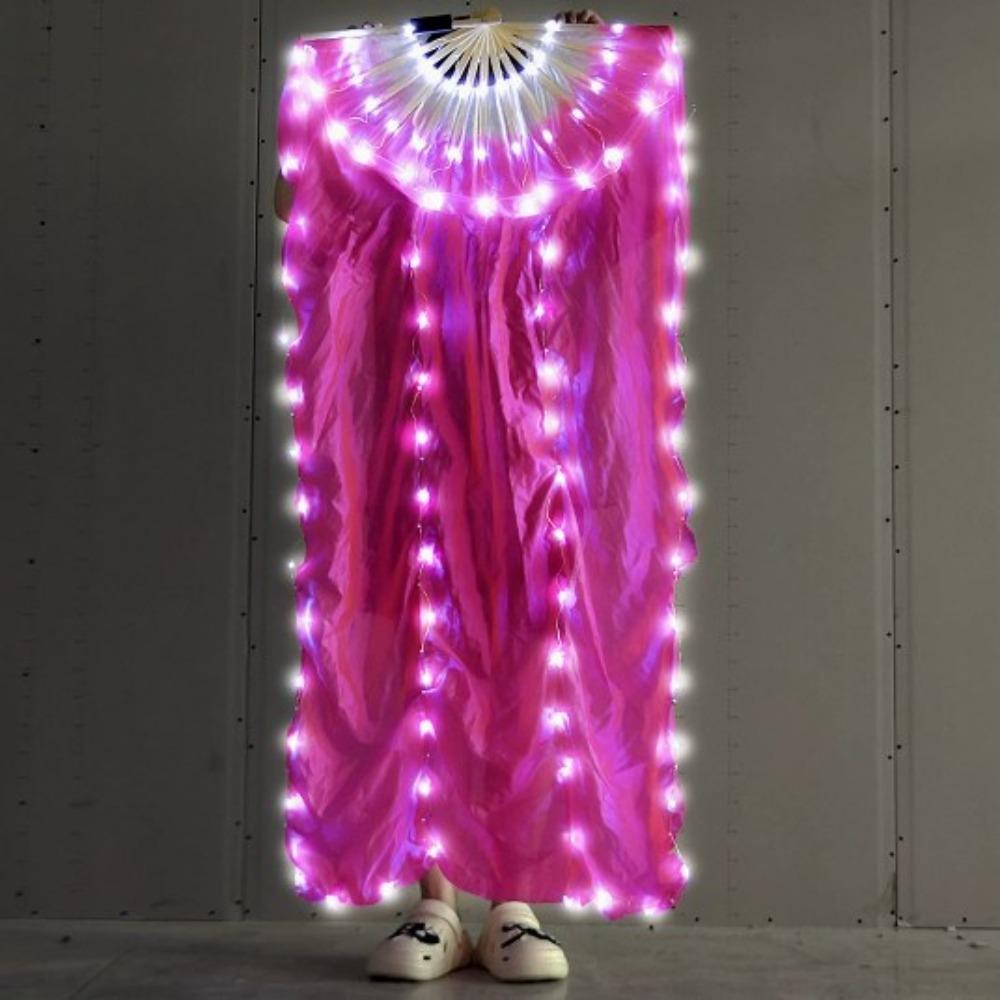 Evantai lung din mătase cu LED-uri imitație de raion, 1,5 m, pentru dansatori, practică, accesorii de dans