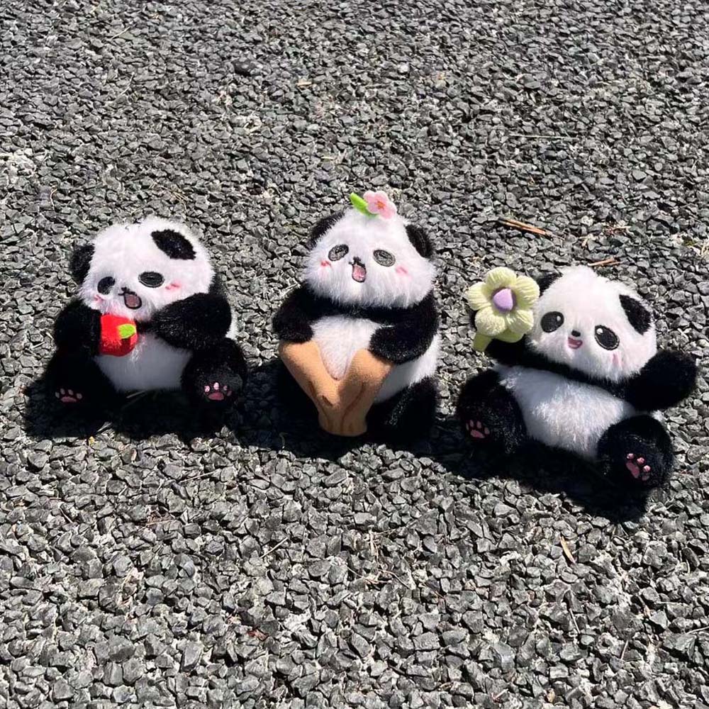 Cartoon Kawaii Animal Pendant Soft Stuffed Huahua Panda Keyring Plush Panda Keychain  Lady Girls