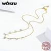 WOSTU Authentic 925 Sterling Silver Little Zircon Necklace Simple Design Necklace
