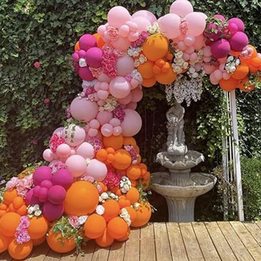 134PCS Pink and Orange Balloon Arch Kit Metallic Gold Latex Balloon Birthday Party Baby Shower Wedding Party Decorations