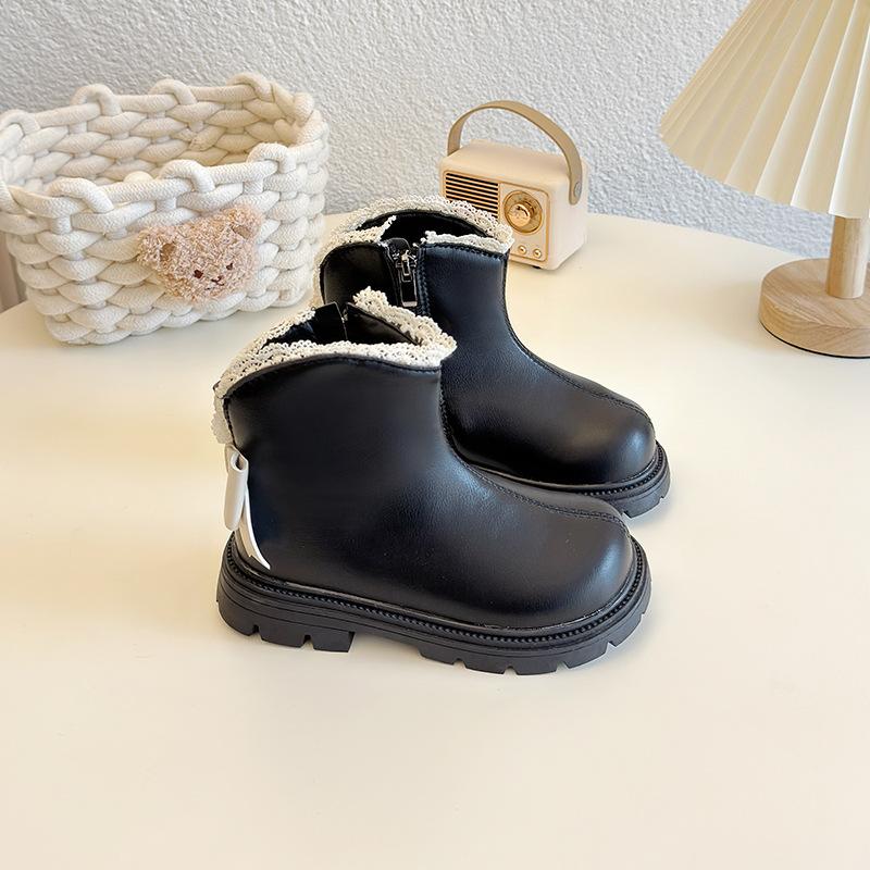 

Sweet Girls Princess Boots Autumn Winter Elegant Lace Children s Ankle Boots Versatile Outdoor Kids Causal Cotton Boots 26 чёрный