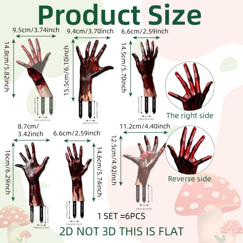 2Pcs Halloween Horror Props 2D Bloody Hand Stake For Outdoor Garden Yard Sign Decor Halloween Decoration Party Home Ornament