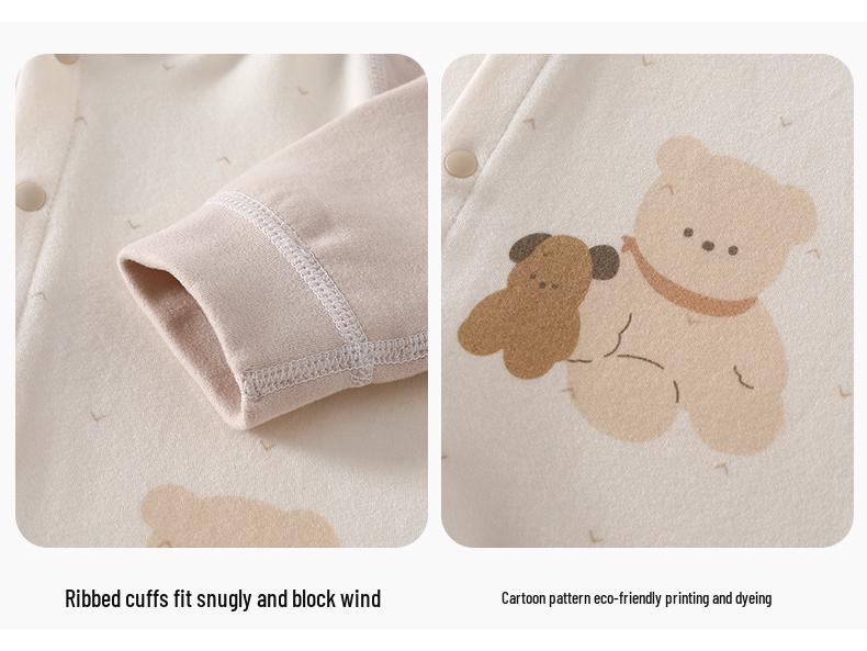 Warm Ginger Fiber Baby Bodysuit: Thick, Long-Sleeve Autumn/Winter Base Layer for Crawling
