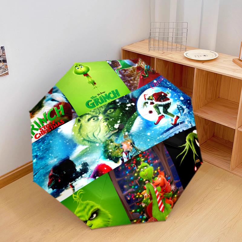 Grinch Christmas Automatic Umbrella - Suitable Travel Outdoor Portable Umbrella Birthday Gift Daily Essentials