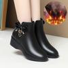 Zimní teplé dámské boty klínky silné plyšové kotníkové boty dámské na zip pohodlné venkovní sněhule módní boty pro maminky velikost 35-42