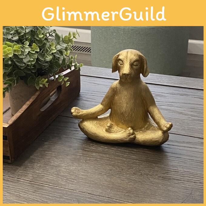 Kreativer Goldener Yoga-Hund Wohnkultur Harzkunst Dekoratives Stück Für Moderne Innenräume
