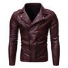 New Autumn And Winter Men'S Handsome Lapel Casual Leather Jacket, Men'S Youth Motorcycle Jacket, Trendy PU Leather Jacket