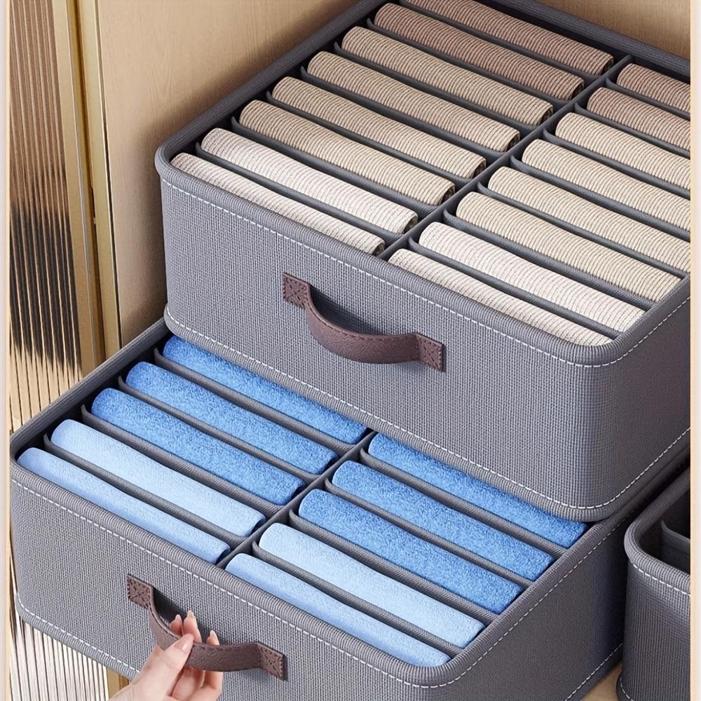 16-Compartment Canvas Storage Box with Handle Durable Fabric Drawer Organizer for Closet, Wardrobe & Home Organization Clothes Organizer Storage
