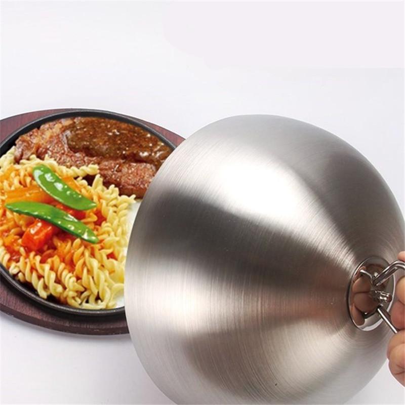 Golden and Stainless steel steak cover luxury western food covers thick iron plate cover 20cm to 28cm gold non-magnetic food lid