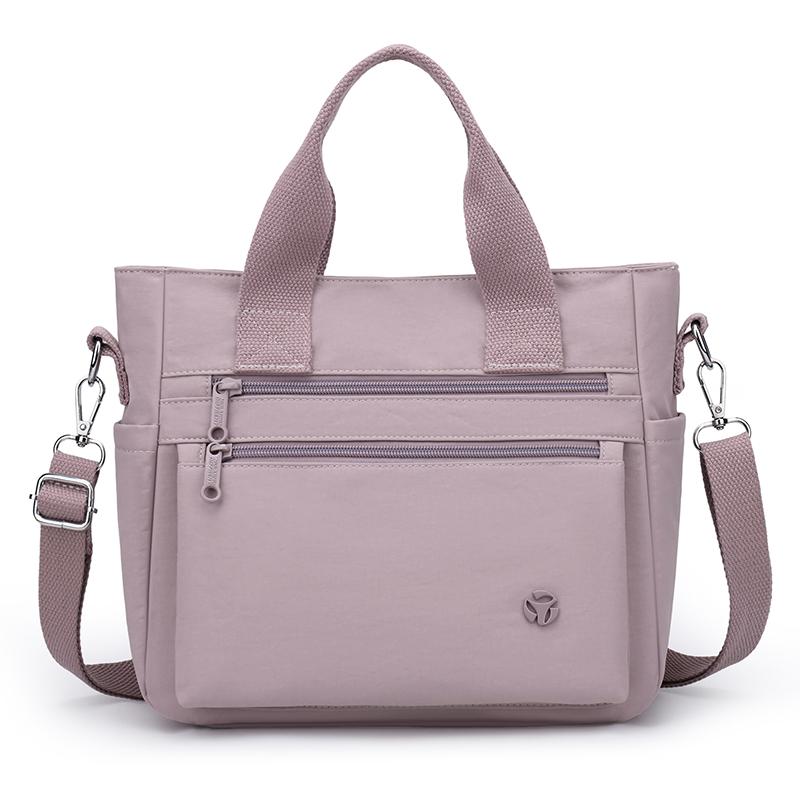 Borsa Tote Versatile in Nylon con Tasche Multiple con Zip Tracolla Regolabile Borsa a Spalla Casual per Donne Quotidiana