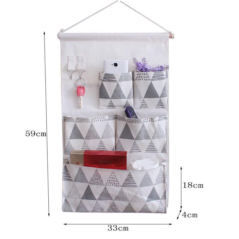Multi-layer Fabric Hanging Storage Bag for Dormitory and Wardrobe Door, Wall-Mounted Phone Organizer