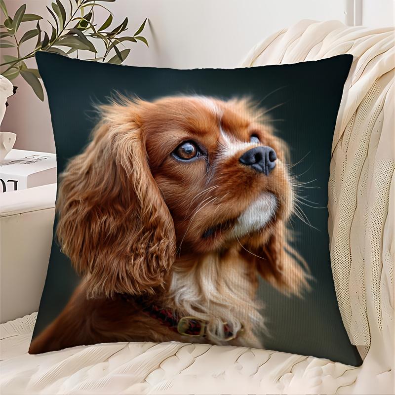 Realistic Dog Portrait Pillowcase Throw Pillow Cover Pet Lover Gift Cushion Decor 40x40cm