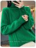 Women's 100% Wool Knitted Sweater - Autumn/Winter, Thick, Semi-High Neck, Lazy Style