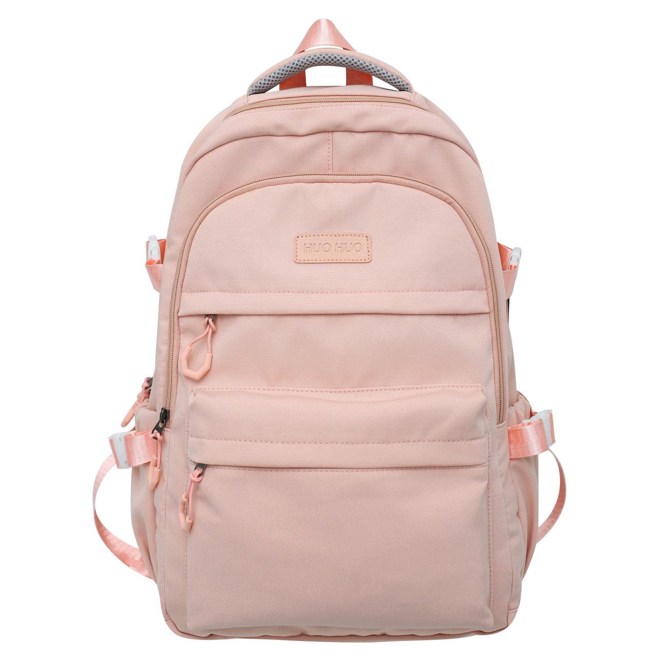 

Korean-Style Junior High School Backpack - Simple, Solid Color, Versatile, Lightweight, Durable, Fashionable Shoulder Bag 32*19*45 рожевий