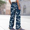 Women's Printed Wide Leg Pants With Pockets High Waist Drawstring Loose Casual Pants