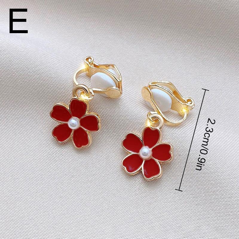 Fashion Bowknot Earrings Pearl Ear Clips Flower Star Moon Jewelry