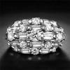 CopperTrendy Ring for Women Blue/White CZ Full Bling Iced Out Female Wide Rings Party Statement Jewelry