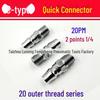 8mm Air Pipe Pneumatic C-Type Quick Connector with Long Tail, 4-Point External, 2-Point Internal Thread, Male & Female Heads