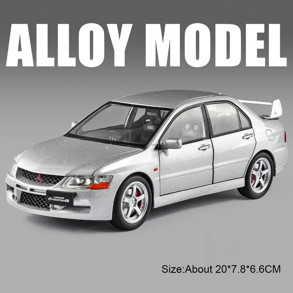 1:24 Lancer Evolution IX RX7 Model Car Toy Doors Opened Wheel Steering High Simulation Vehicle Models for Kids' Edutainment