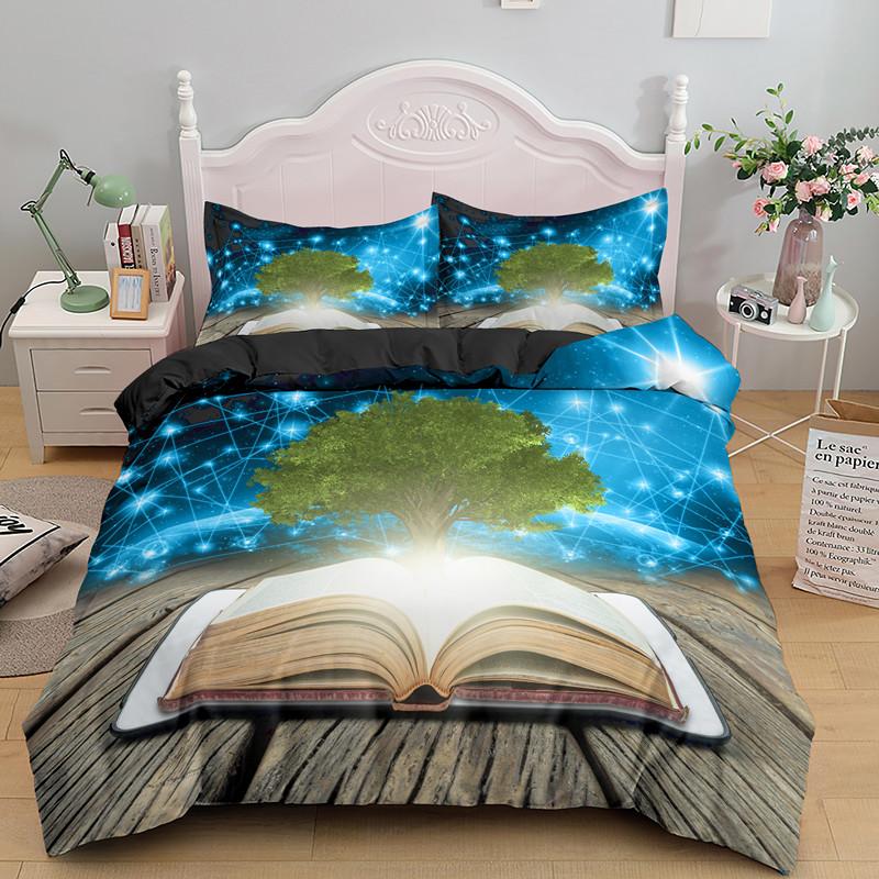 

Magic Book Duvet Cover Set Blue Background Romantic Comforter Cover King Queen Size For Kids Boy Girl Teen Polyester Bedding Set EU single(135x200cm)