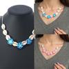 Elegant Soft Clay Flower and Shell Pendant Necklace Sturdy Flexible Chain Jewelry Accessory Gift