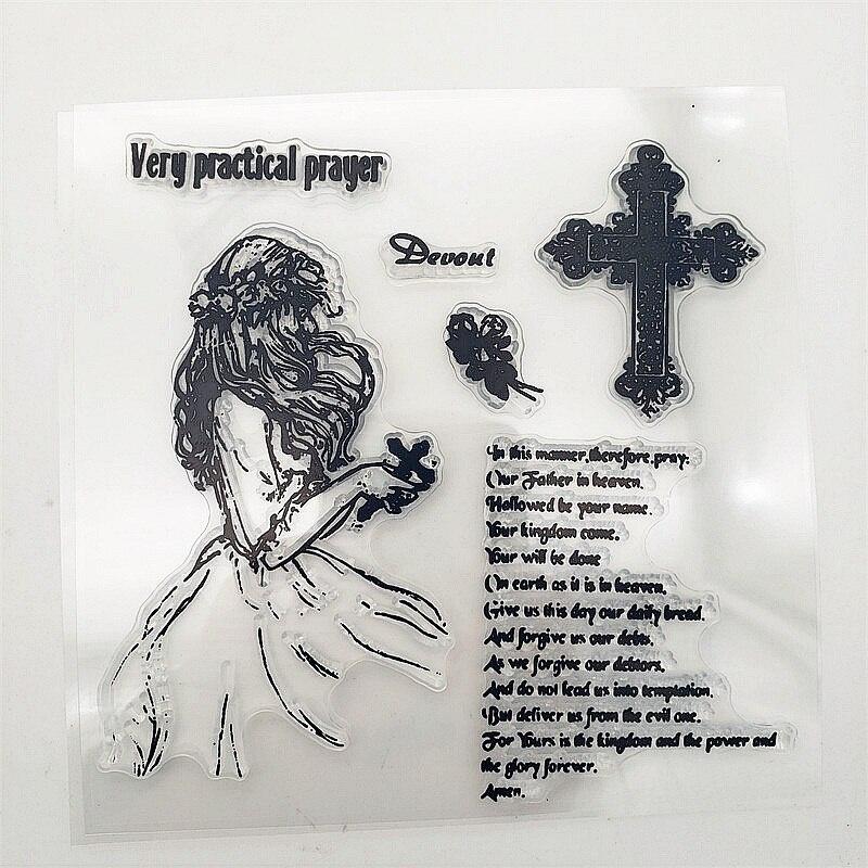 14x14cm Belief Girl Clear Stamps Transparent Seal Silicone Seal TPR Christmas Wedding Roller Stamps DIY Scrapbook Album Card