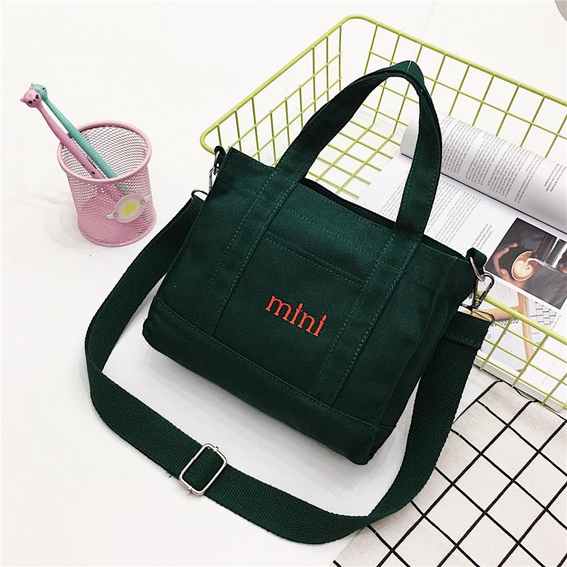 Fashion 2019 new dual-purpose canvas bag, fresh and casual simple letter student shoulder oblique span bag