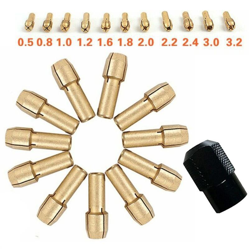 12pcs Brass Chuck Collet M8*0.75 Rotary Tools Toolholding Shank Drill Bits