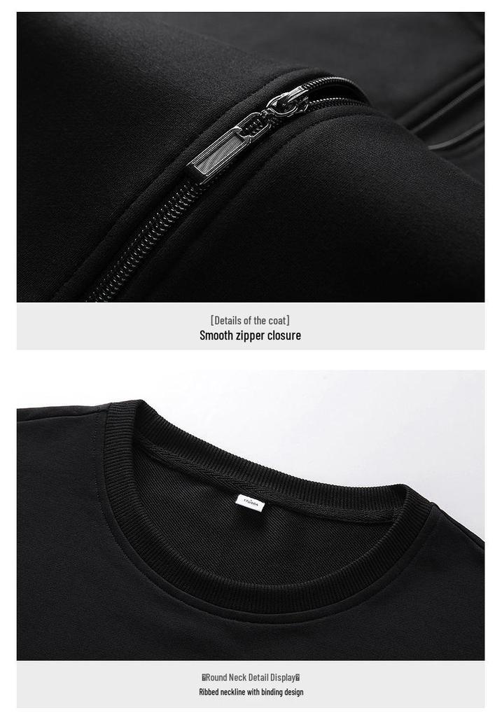 Men's Loose Fit Fleece-Lined Sports Suit - Spring/Autumn Dad's Casual Jacket & Three-Piece Set for Middle-aged & Elderly