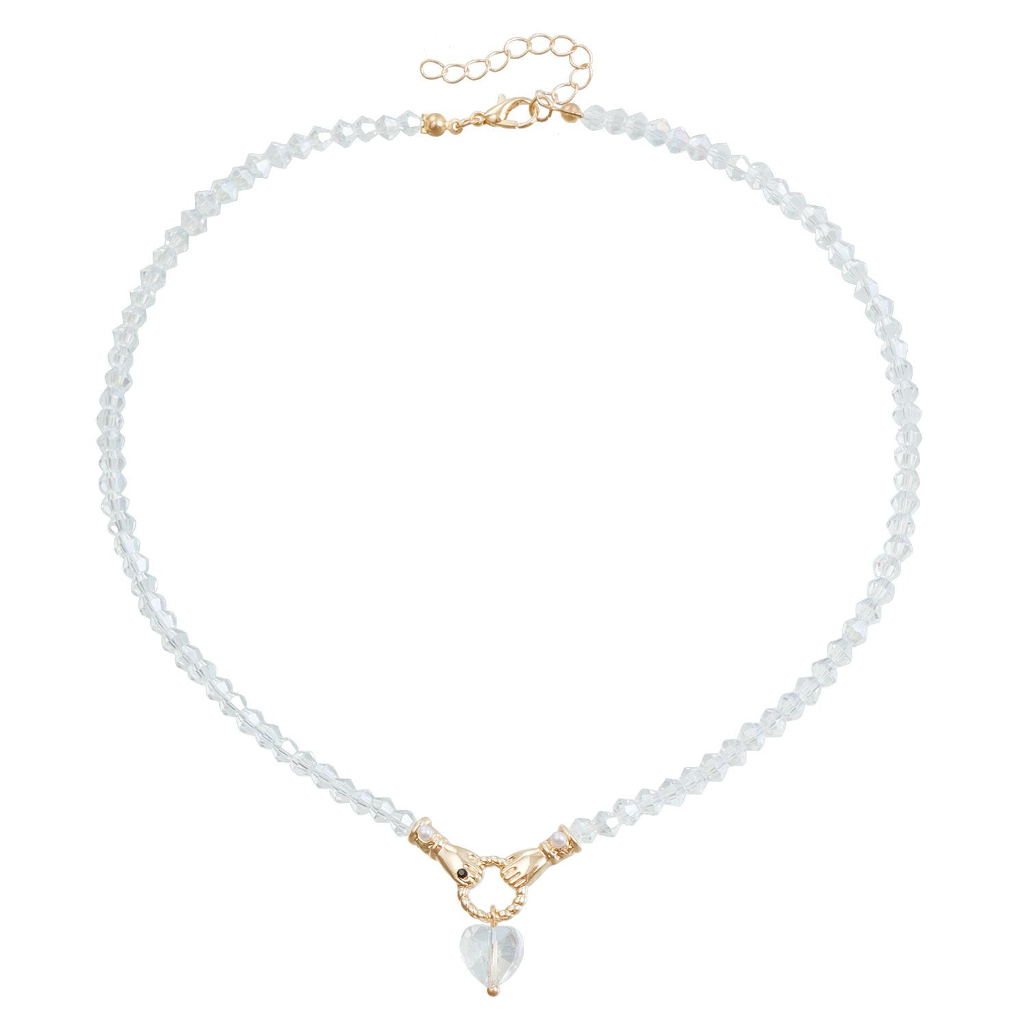 

Ювелирные изделия Ветер Рукопожатие Любовь Кулон Ключичная Цепочка Личность Творческий Универсальный Стеклянный Бусины Ожерелье