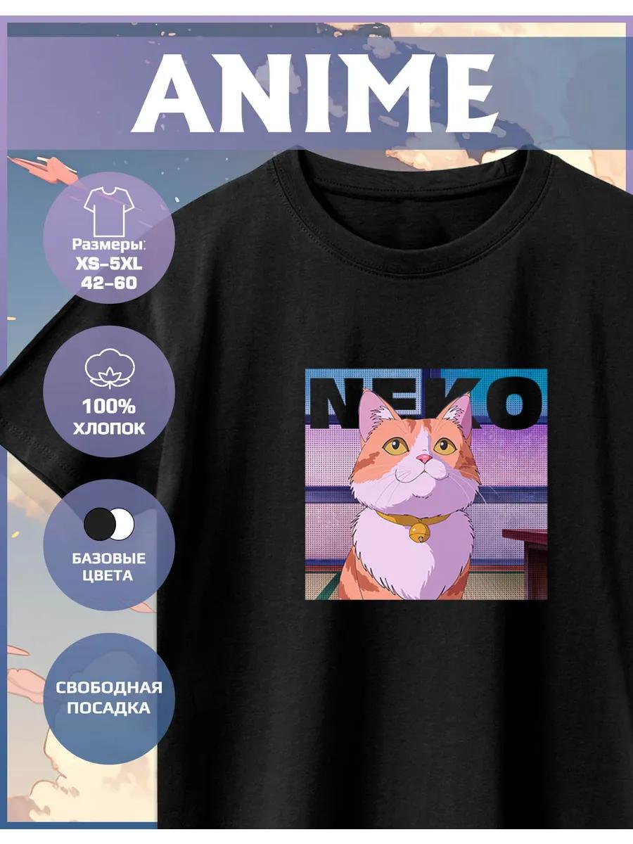 Anime Cat Print T-shirt 3XL
