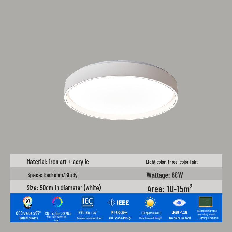 

2024 Современный мягкий свет, полноспектральный потолочный светильник для гостиной и спальни Eye Protection Three-Color Dimmer