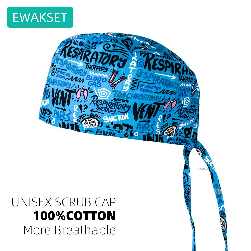 New OBGYN Uterus pattern Scrub Cap Medical Nurse Maternity Work Hat for Woman Man 100% Cotton Surgical Hats