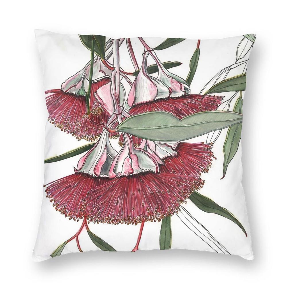 Eucalyptus Mallee Flowers Pink Square Pillowcase Polyester Linen Velvet Pattern Decor Throw Pillow Case Cushion Cover Wholesale