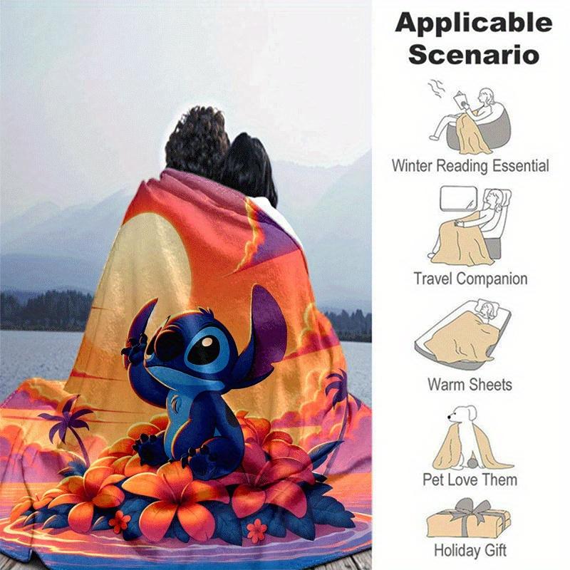 1pc Cute Stitch Printing Blanket - Soft, All-Season Throw for Living Room, Bedroom,Personalized Gift with Adorable Cartoon Design