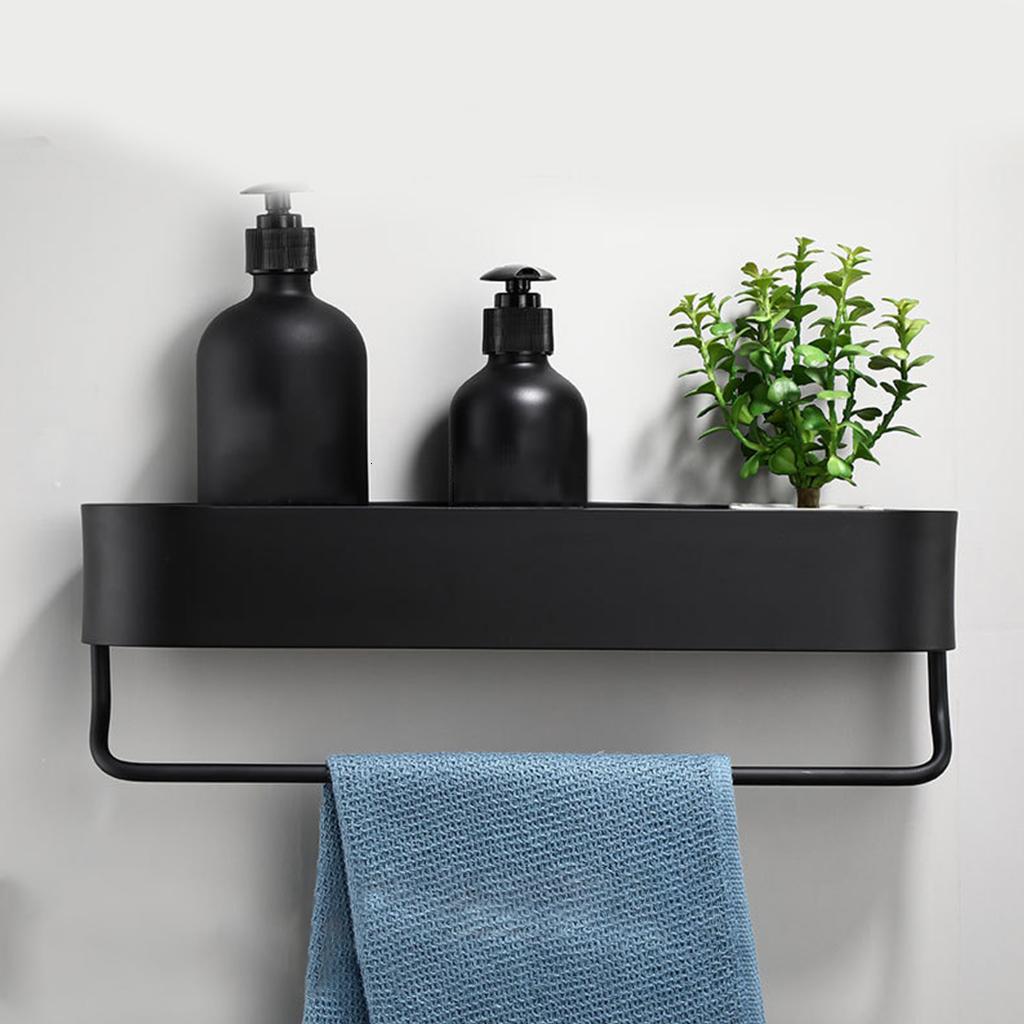 Wall Mounted Shampoo Holder Bathroom Storage Tray with Heighten Guardrail Kitchen Organizer for Kitchen Bathroom Toilet