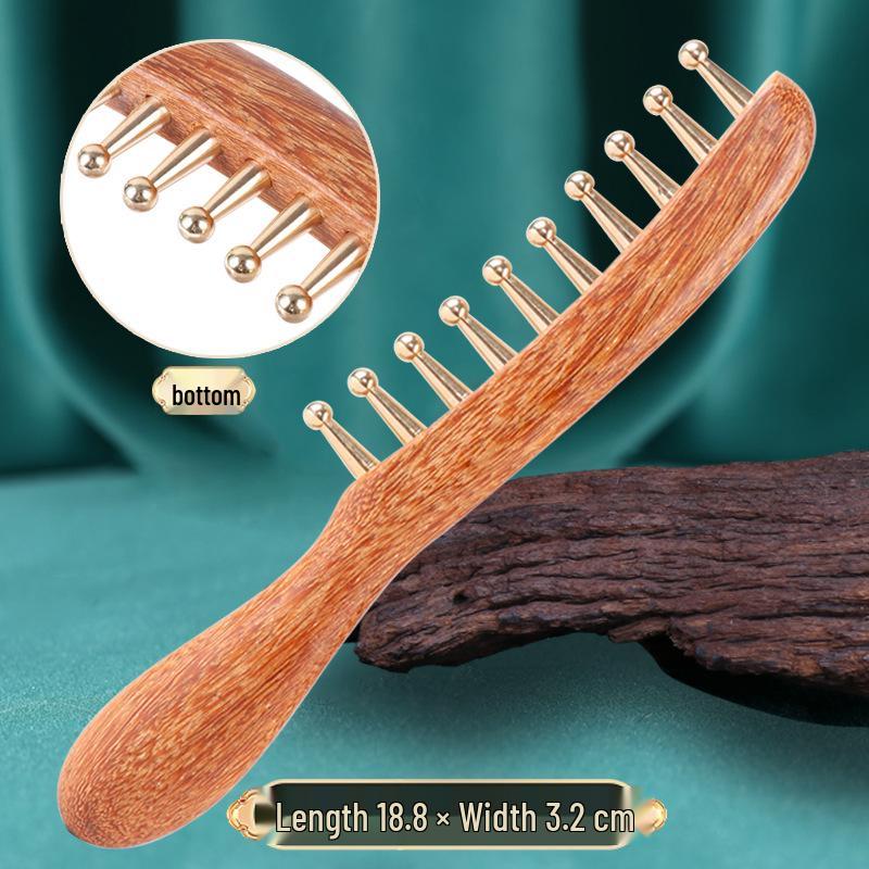 Sandalwood Air-Cushion Meridian Massage Brush for Abdominal and Liver Stimulation