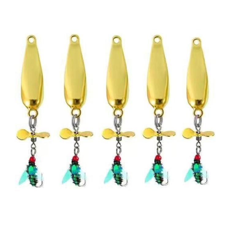 Spoon Spinner Sequins Baits Fly Fishing Baits Fishing Tackle with Propellers 5pcs Worm Fly Lures