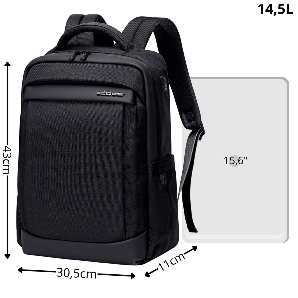 Plecak miejski czarny męski wodoodporny na laptopa 15,6" do pracy arctic hunter b00478 black